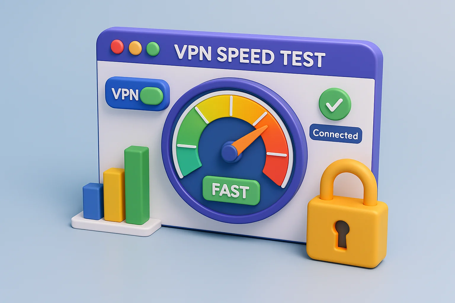 3D speed test meter for VPN performance benchmarking 3D speed test meter for VPN performance benchmarking