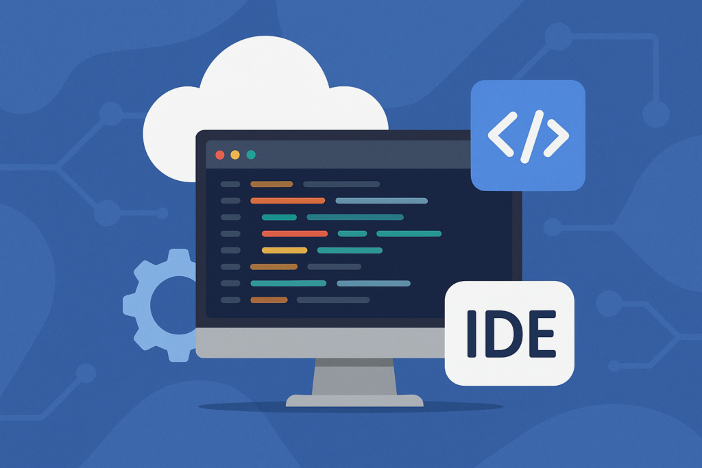 Gemini AI Android Studio 2025: Boost Your Workflow with Google I/O Innovations Illustration of Android Studio Cloud IDE enabling developers to code remotely through any device.