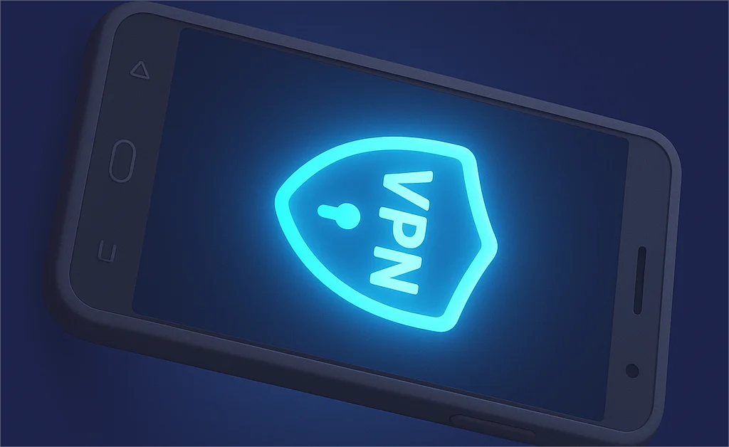 Android smartphone with VPN shield icon overlay — representing mobile VPN protection(1)(1) Android smartphone with VPN shield icon overlay — representing mobile VPN protection(1)(1)