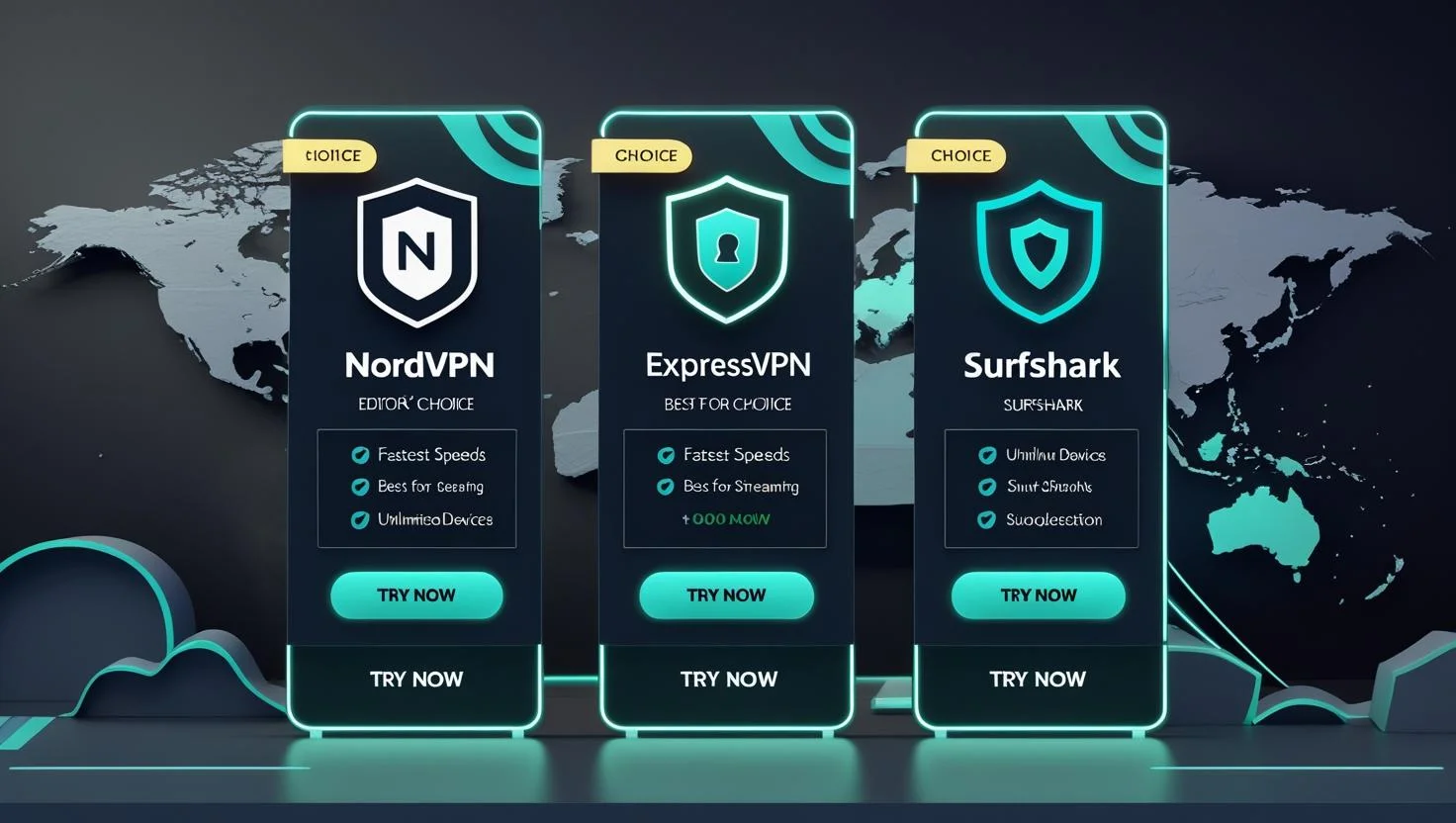 Best VPNs of 2025 – NordVPN vs ExpressVPN vs Surfshark Top 3 VPN recommendations for 2025 – NordVPN, ExpressVPN, and Surfshark with features and trial buttons