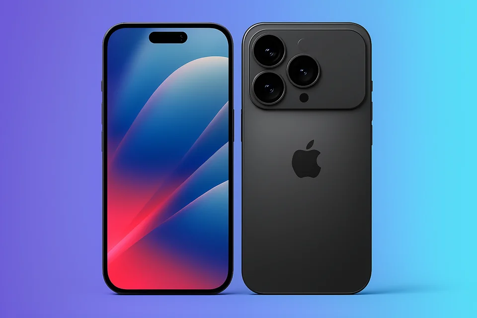 ChatGPT Image Jul 13, 2025, 02_31_19 PM iPhone 17 Pro front and back concept showing slim bezels and camera redesign