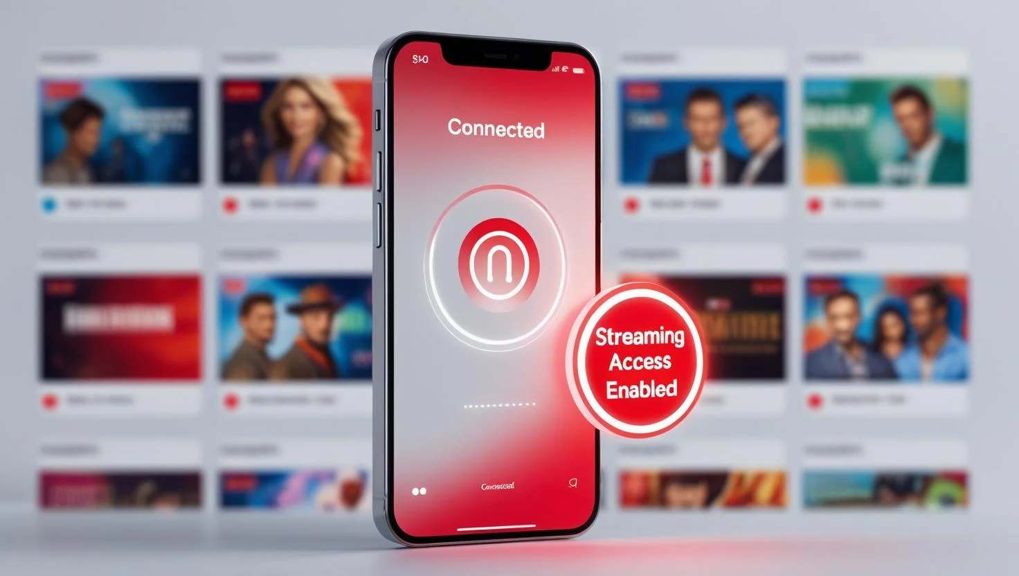 ExpressVPN iPhone Streaming Interface ExpressVPN connected on iPhone with Netflix and streaming unlocked