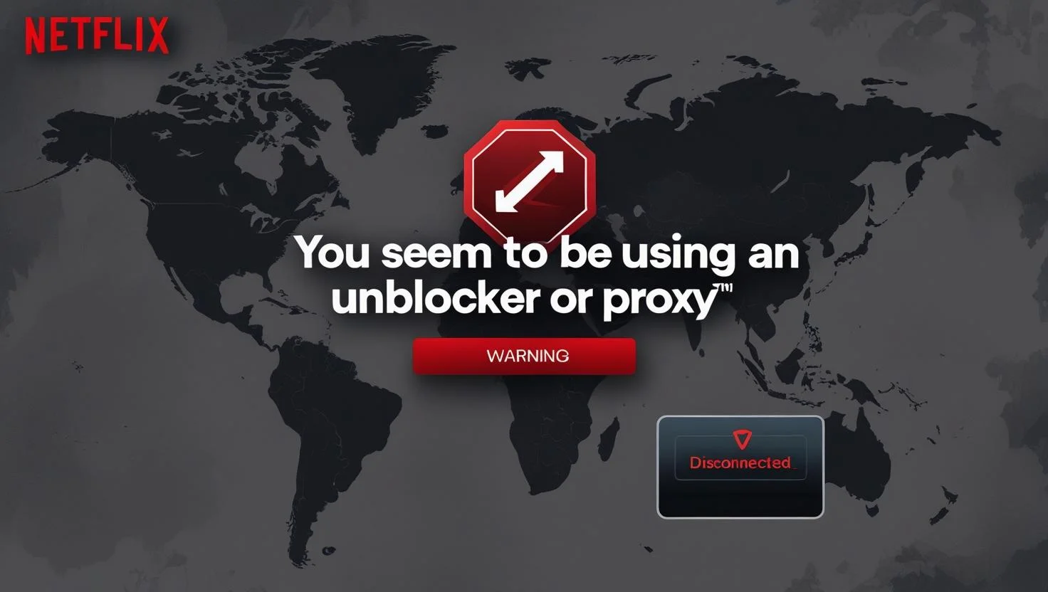 Netflix VPN Proxy Error Example Netflix proxy error shown on screen due to VPN block