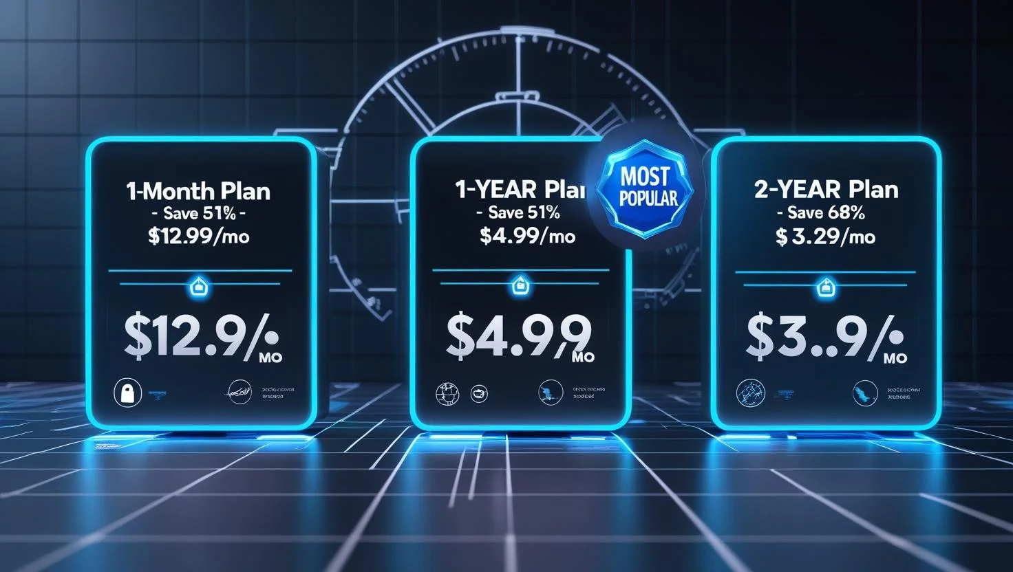 NordVPN Pricing Plans – Save Up to 68% NordVPN plan comparison: monthly vs yearly vs 2-year with discounts up to 68%