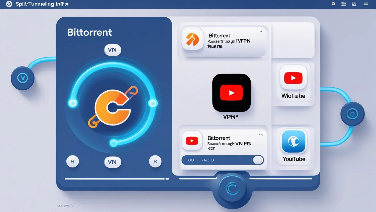 Split Tunneling for Selective VPN Usage Split tunneling setup routing torrent app through VPN only.