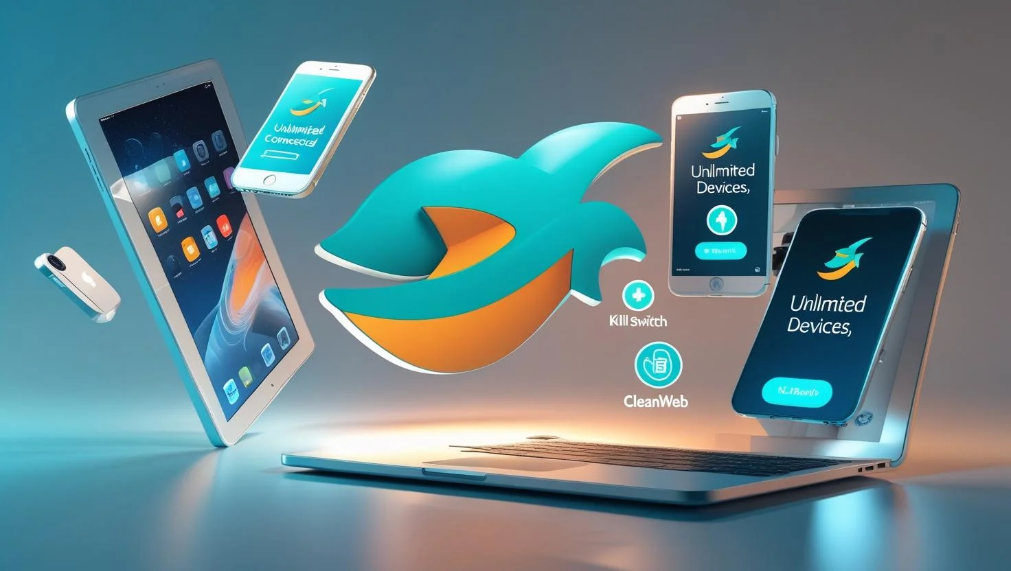 Surfshark Unlimited Devices – iOS Setup Visual Surfshark connected on multiple Apple devices with unlimited connections feature