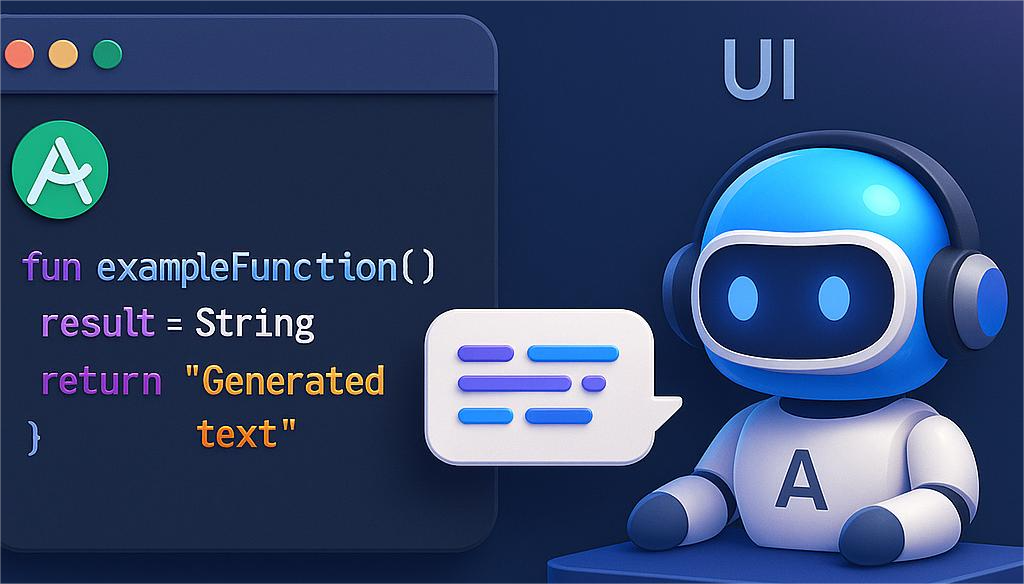 Top 7 Generative AI Tools Android Developers Should Try in 2025 Android Studio editor window showing GitHub Copilot autocomplete suggestions inside a Kotlin function with light blue floating code hints.