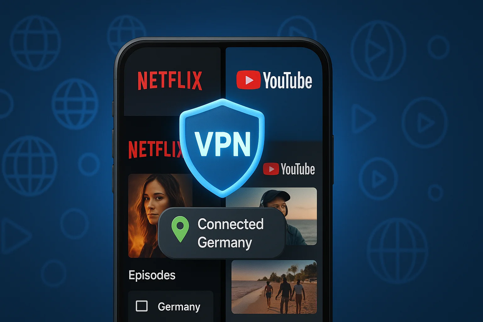 free-vpn-streaming-test-android Android phone using free VPN to stream Netflix and YouTube