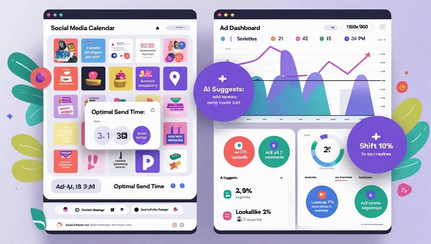 Social & Advertising Automation AI scheduling, optimal send times, and ad budget optimization