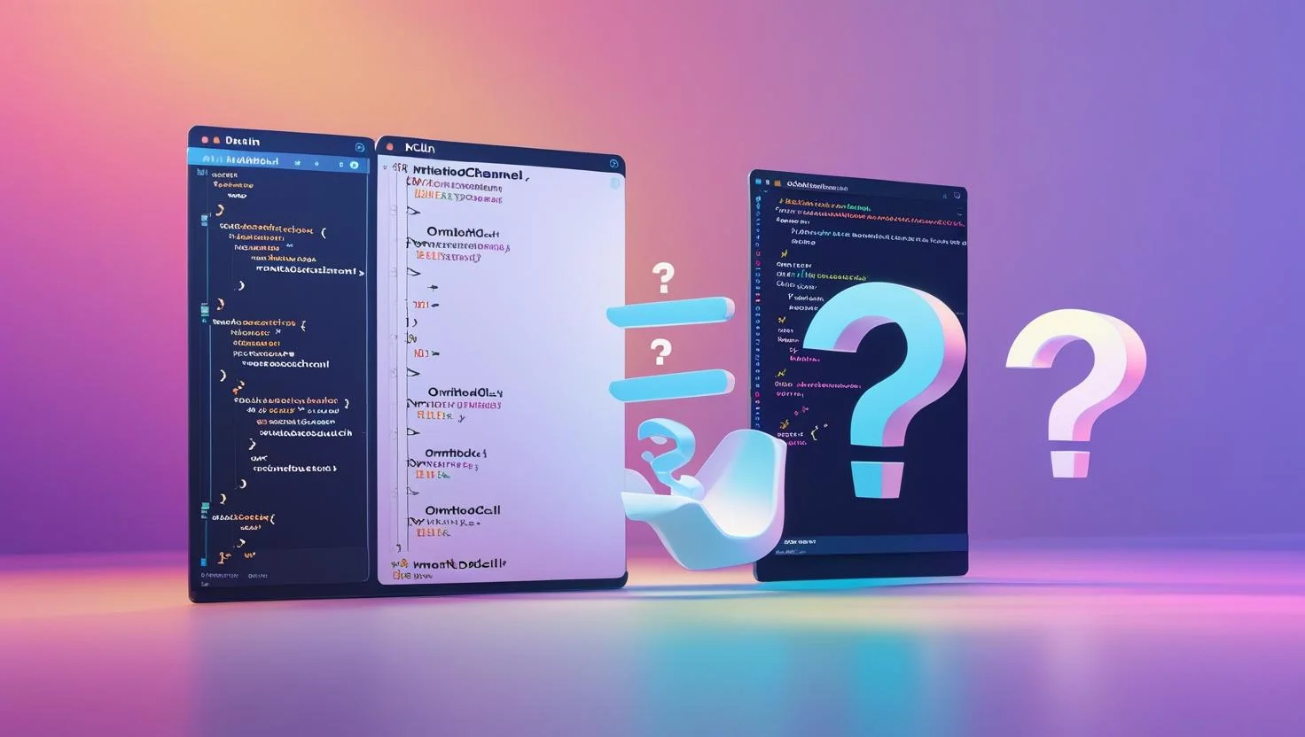 Dart & Kotlin API Integration 3D split view of Dart MethodChannel code and Kotlin MethodCallHandler with null-safety icons