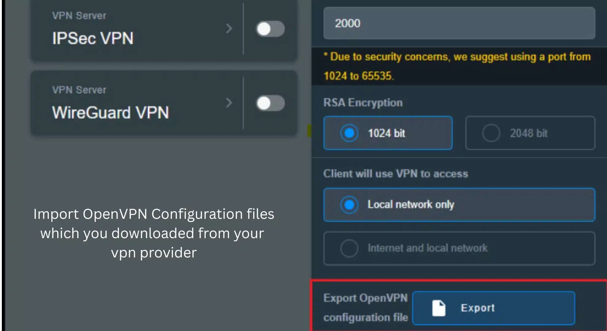 Export OpenVPN configuration file Export OpenVPN configuration file