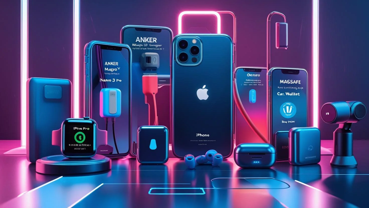 Worthy 10 iPhone Accessories in 2025 Collage of 10 must-have iPhone 2025 accessories around an iPhone 16 Pro