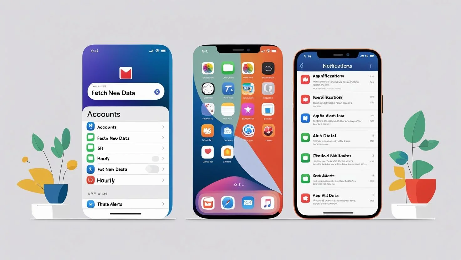 Limit Push Email and Notifications on iPhone iPhone Fetch New Data settings with hourly fetch and limited notifications