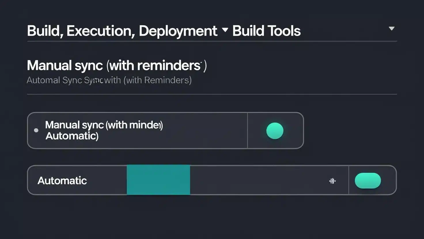 Manual Gradle Sync — Control Toggle Manual Sync mode toggle in Build Tools settings
