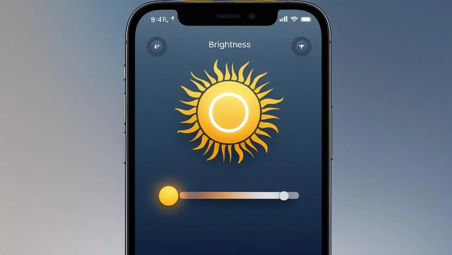 Reduce iPhone Screen Brightness – Battery Optimization Tip iPhone Control Center with brightness slider set to mid‑level for battery savings