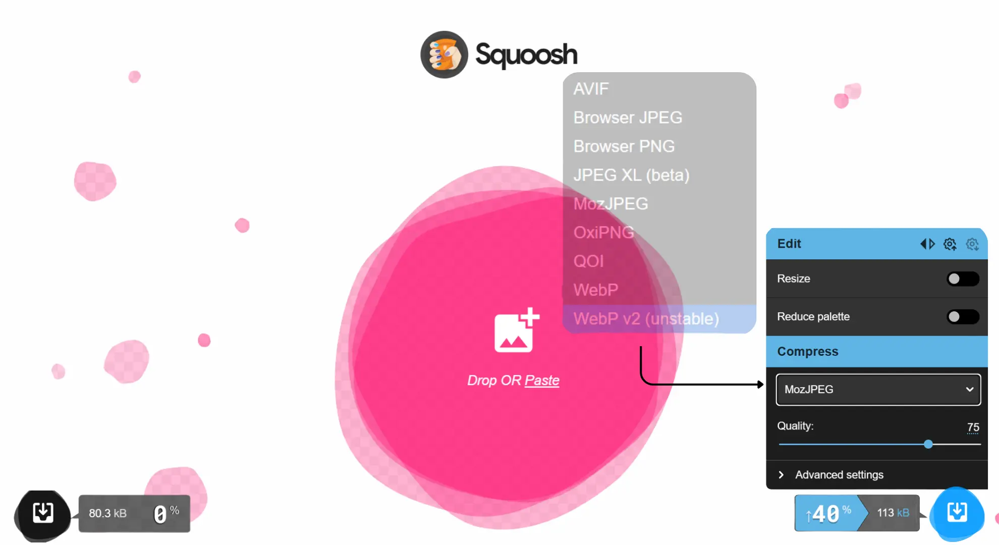 Sqoosh home page Sqoosh home page