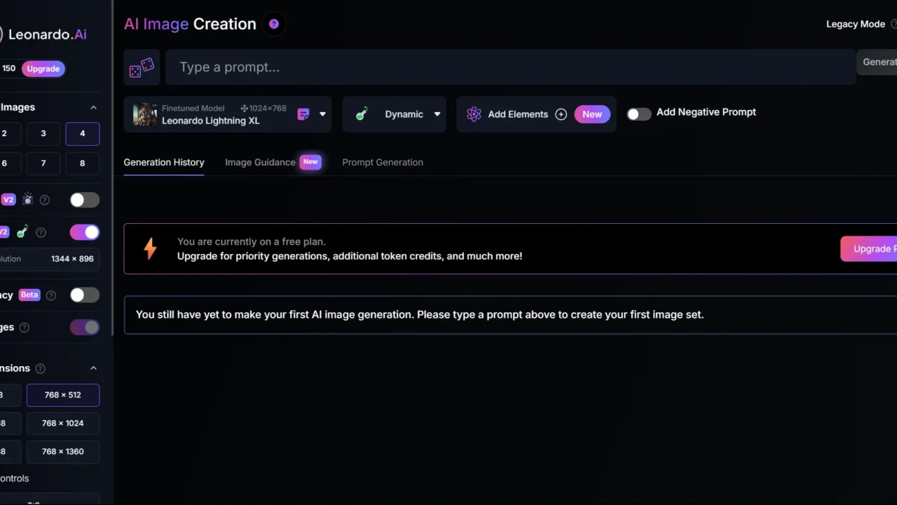 Leonardo Ai image creator in legacy mode Leonardo Ai image creator in legacy mode
