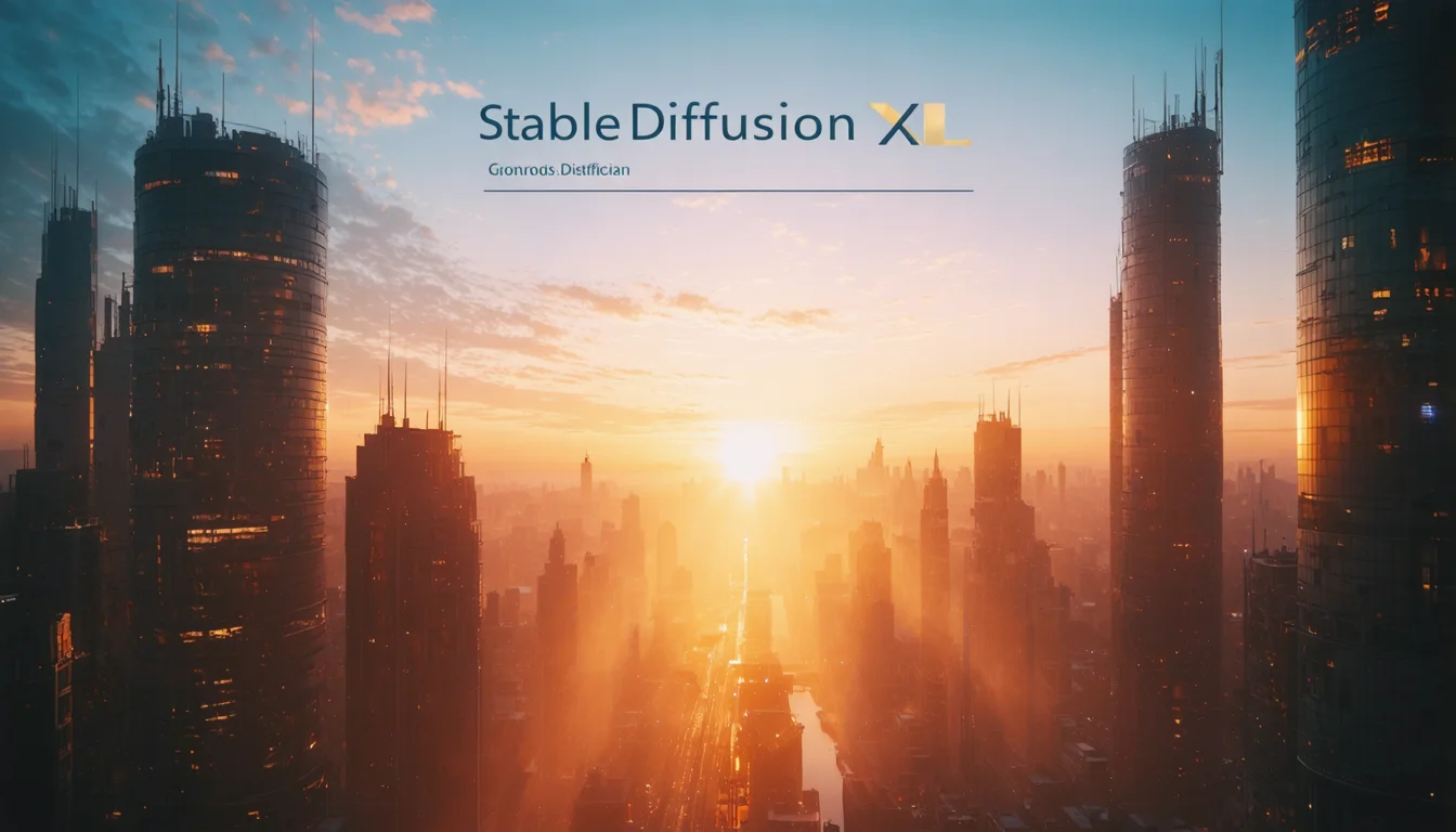 futuristic sun set in a city - image created by SDXL Stability Ai DreamStudio futuristic sun set in a city - image created by SDXL Stability Ai DreamStudio