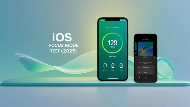 iOS Focus Mode Battery Life: One-Week Test Results iPhone Focus Mode battery life test with icons for Work, Sleep, and Do Not Disturb.