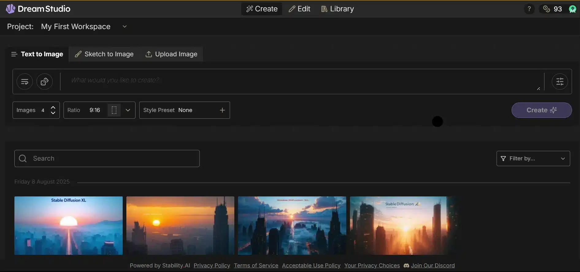 stable defusion dreamstudio home page stable defusion dreamstudio Ai image creator home page