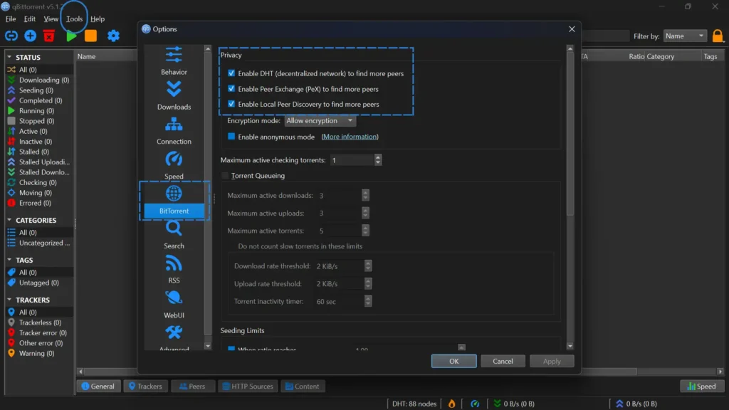 Torrent Client Settings DHT, PeX, LSD: That Matters to change (2025) torrent client settings dht pex lsd