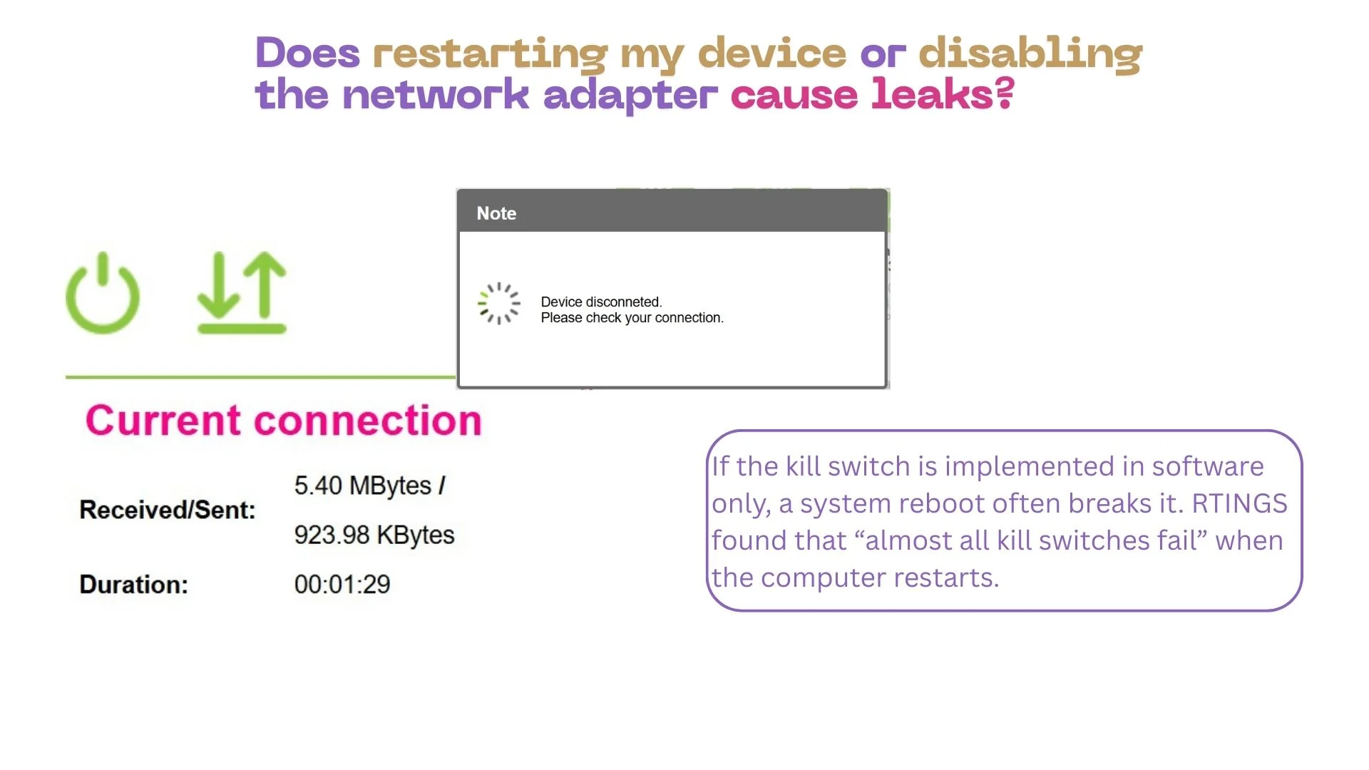Does restarting my device or disabling the network adapter cause leaks Does restarting my device or disabling the network adapter cause leaks
