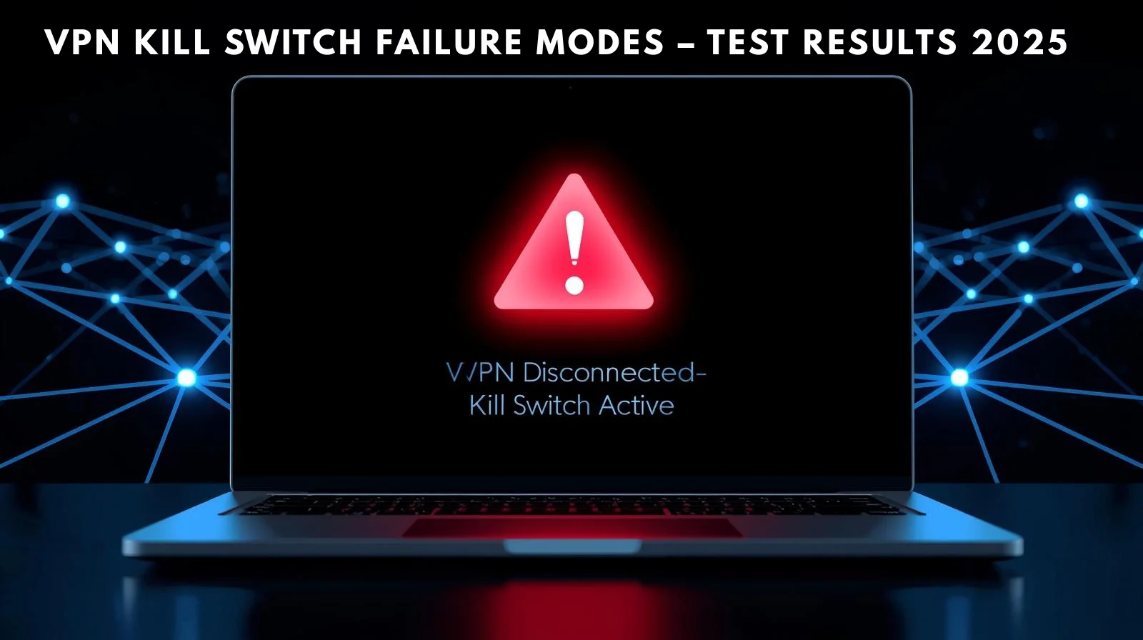 Laptop screen with VPN kill switch blocking Internet traffic after disconnect.